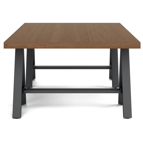 Sawhorse 48" W Solid Walnut Veneer and Metal Coffee Table in Brown