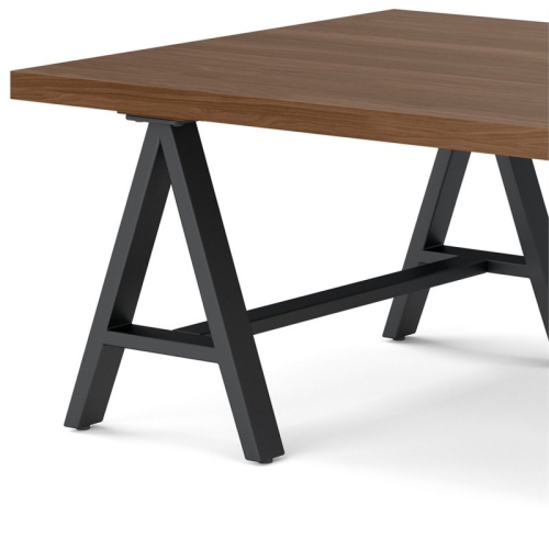 Sawhorse 48" W Solid Walnut Veneer and Metal Coffee Table in Brown