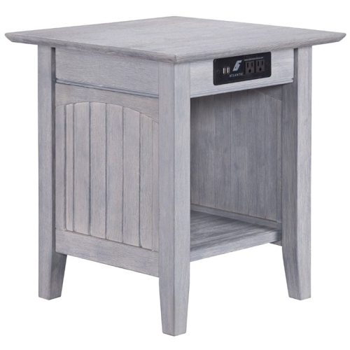 AFI Nantucket End Table with Charger in Driftwood Gray