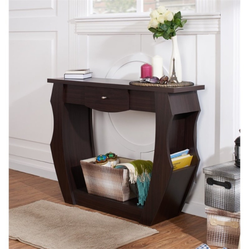 Furniture of America Trunta Contemporary Wood 1-Drawer Console Table in Walnut