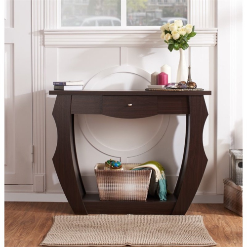 Furniture of America Trunta Contemporary Wood 1-Drawer Console Table in Walnut