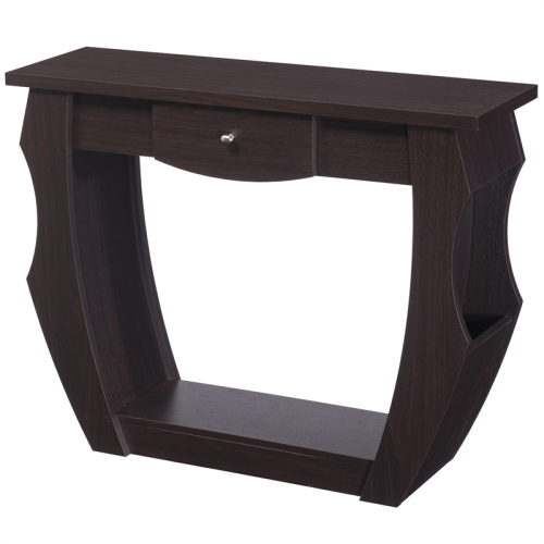 Furniture of America Trunta Contemporary Wood 1-Drawer Console Table in Walnut