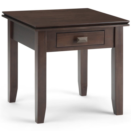 SIMPLI HOME  Artisan Wood 21" Square Transitional End Side Table In Tobacco Brown