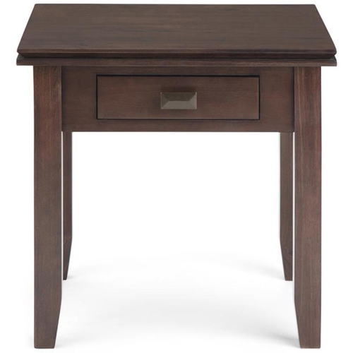 Simpli Home Artisan Wood 21" Square Transitional End Side Table in Tobacco Brown