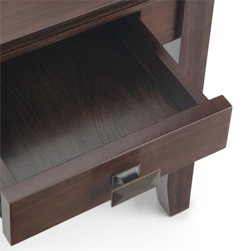 Simpli Home Artisan Wood 21" Square Transitional End Side Table in Tobacco Brown