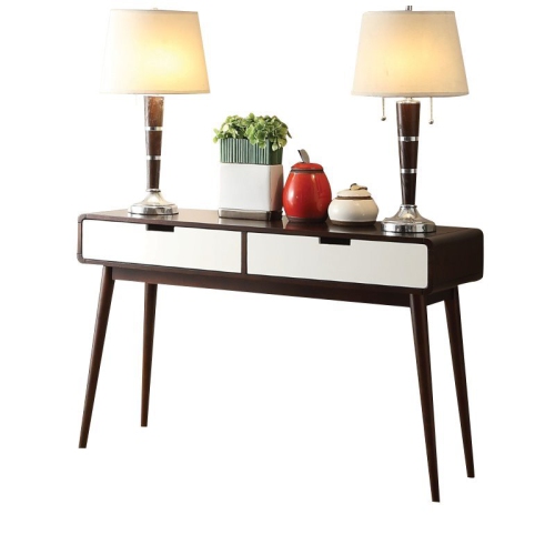 ACME Christa Console Table in Walnut and White