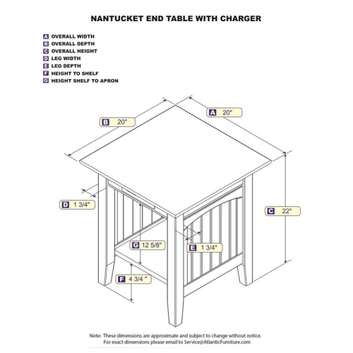 AFI Nantucket Charger End Table in White