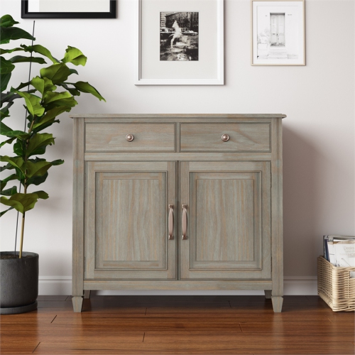 Simpli Home Connaught Solid Wood 40 " Traditional Entryway Storage Cabinet in Distressed Gray