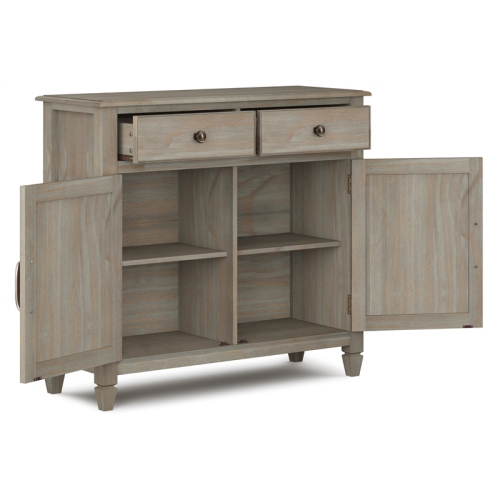 Simpli Home Connaught Solid Wood 40 " Traditional Entryway Storage Cabinet in Distressed Gray