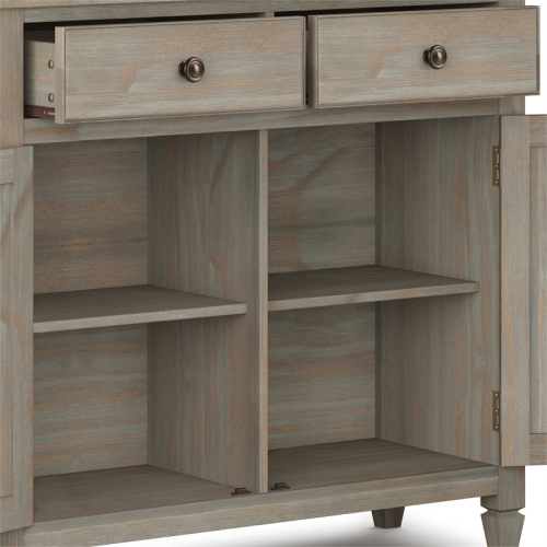 Simpli Home Connaught Solid Wood 40 " Traditional Entryway Storage Cabinet in Distressed Gray