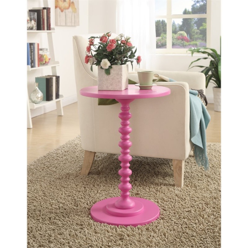 Convenience Concepts Palm Beach Spindle Table in Pink Wood Finish