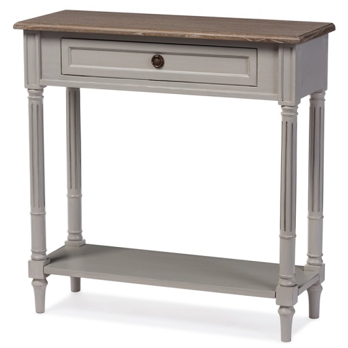 Baxton Studio Edouard 32" Console Table in Weathered Oak and Gray