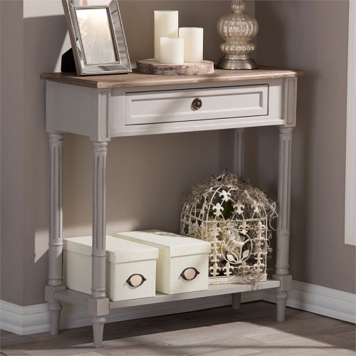 Baxton Studio Edouard 32" Console Table in Weathered Oak and Gray