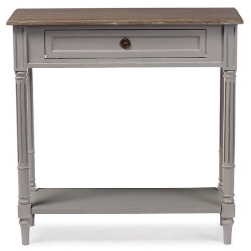 Baxton Studio Edouard 32" Console Table in Weathered Oak and Gray