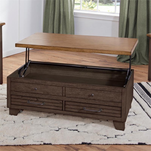Bear Creek Two-tone Brown Lift-Top Cocktail Table with Casters