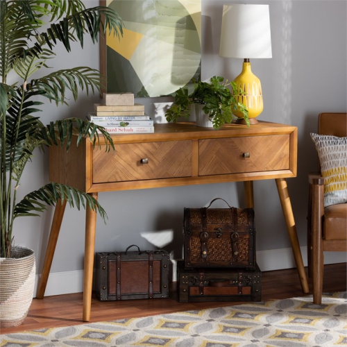 Bowery Hill Brown Finished Wood 2-Drawer Console Table