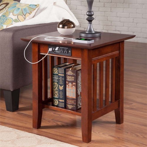 AFI Mission Charger End Table in Walnut