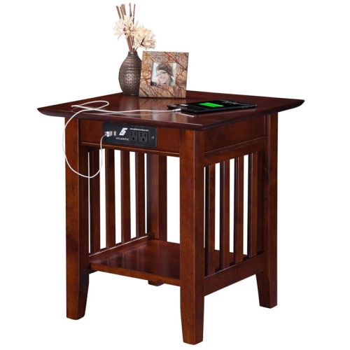 AFI Mission Charger End Table in Walnut