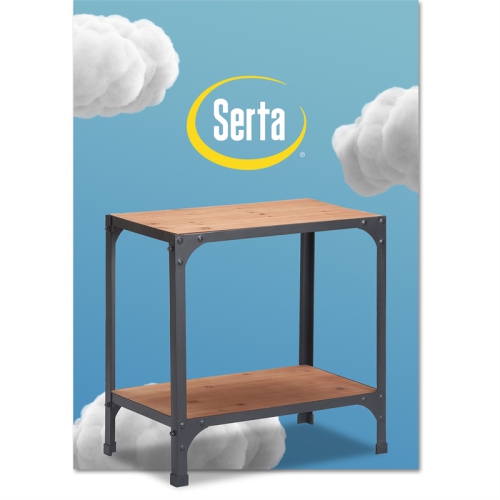 Serta Overland Side Table Wood and Black Metal