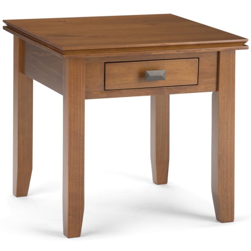 SIMPLI HOME  Artisan Wood 21" Square Transitional End Side Table In Honey Brown