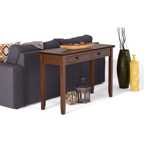 Simpli Home Artisan Wood 46" Transitional Console Sofa Table in Russet Brown