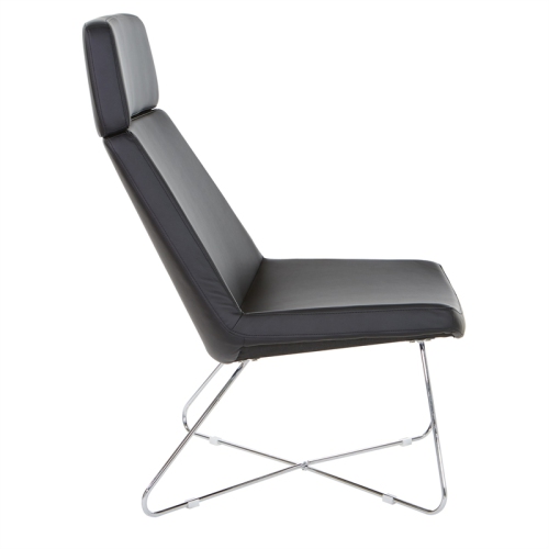 Geena Guest Chair in Dillon Black Fabric with Chrome Sled Base