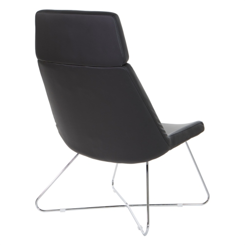 Geena Guest Chair in Dillon Black Fabric with Chrome Sled Base