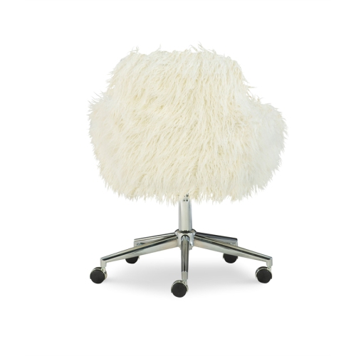Linon Fiona Faux Fur Upholstered Office Chair in White