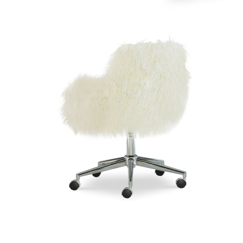 Linon Fiona Faux Fur Upholstered Office Chair in White