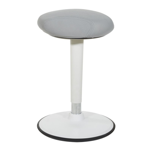 OFFICE STAR  Active Perch Seat With Frame And Gray Fabric 24"-34" In White
