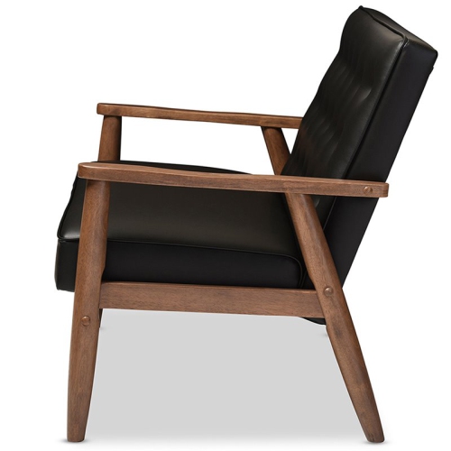 Baxton Studio Sorrento Faux Leather Tufted Reception Chair in Black