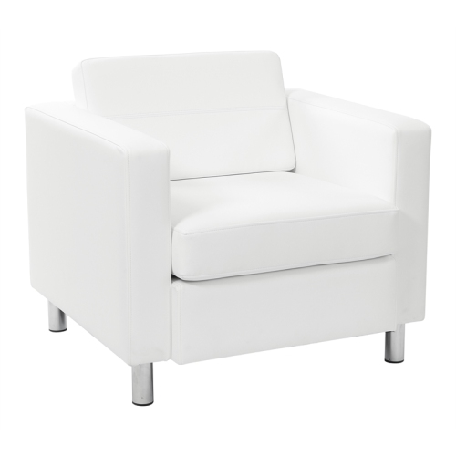 OFFICE STAR  Pacific Armchair In Dillon Snow Vinyl Fabric In White