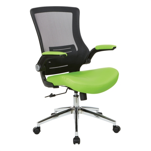 OFFICE STAR Black Screen Back Manager's Chair With Green Faux Leather Seat