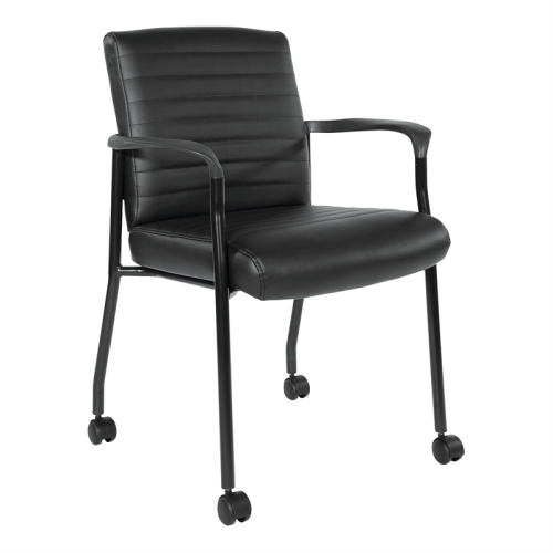 OFFICE STAR  Guest Chair With Faux Leather And Frame In Black