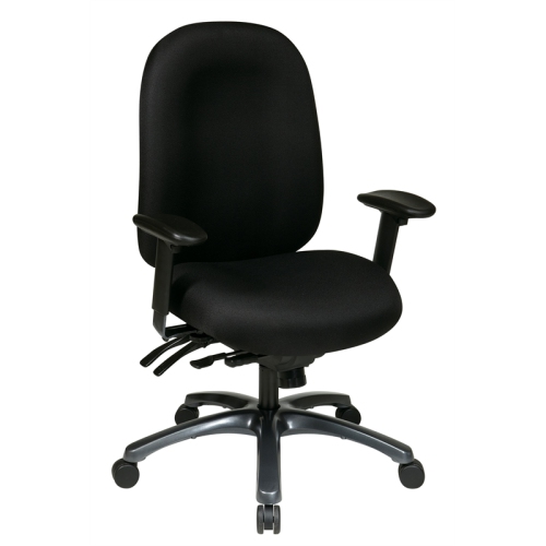 Multi-Function High Back Chair with Seat Slider in Black Fabric