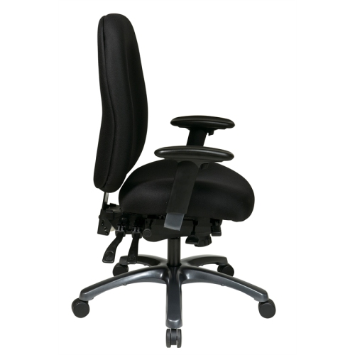 Multi-Function High Back Chair with Seat Slider in Black Fabric