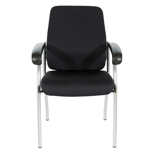 High Back Guest Chair with Black Fabric and Chrome Frame in Coal Finish