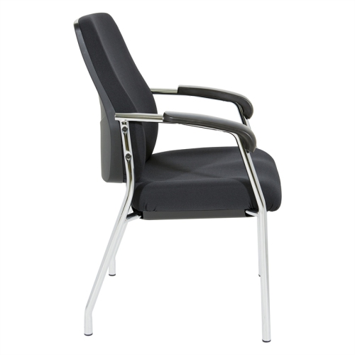High Back Guest Chair with Black Fabric and Chrome Frame in Coal Finish