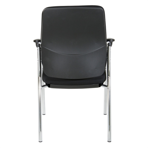 High Back Guest Chair with Black Fabric and Chrome Frame in Coal Finish