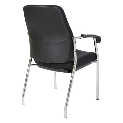High Back Guest Chair with Black Fabric and Chrome Frame in Coal Finish