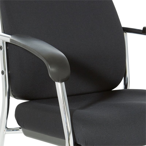 High Back Guest Chair with Black Fabric and Chrome Frame in Coal Finish