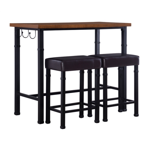 Linon Austin Metal Three Piece Pub Set in Black