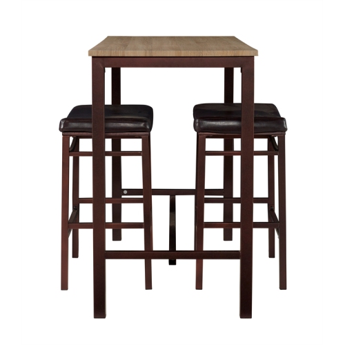 Linon Holly Three Piece Wood Counter Height Pub Set in Brown