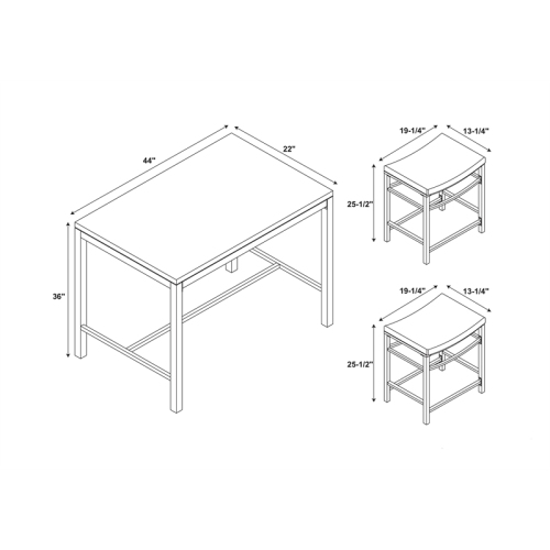 Linon Holly Three Piece Wood Counter Height Pub Set in Brown