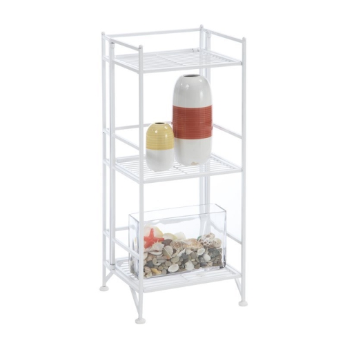 CONVENIENCE CONCEPTS  Xtra Storage Three-Tier Folding Shelf In Metal Finish In White