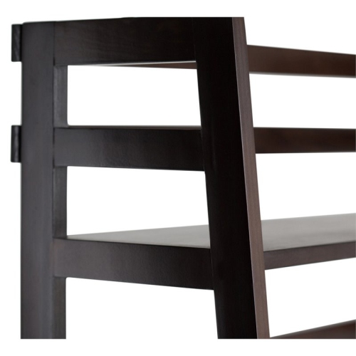 Simpli Home Acadian Wood 63" x 30" Transitional Ladder Shelf Bookcase in Brunette Brown