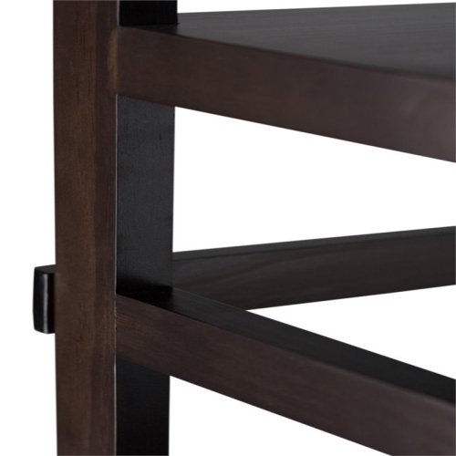 Simpli Home Acadian Wood 63" x 30" Transitional Ladder Shelf Bookcase in Brunette Brown