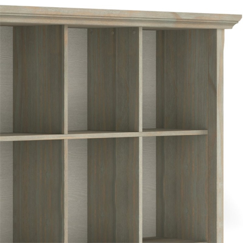 Simpli Home Acadian Wood 48" x 57" Transitional 12 Cube in Gray