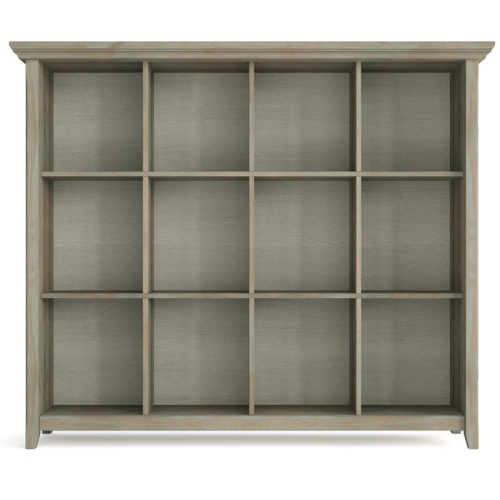 Simpli Home Acadian Wood 48" x 57" Transitional 12 Cube in Gray