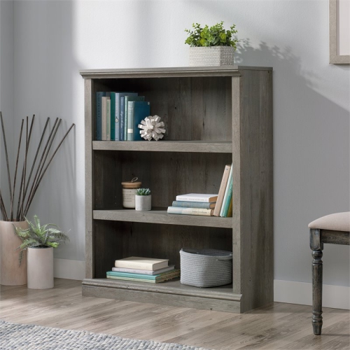 Sauder Misc Storage Contemporary 3-Shelf Wood Bookcase in Mystic oak